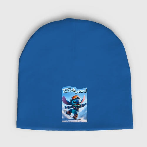 Мужская шапка демисезонная Stitch on a snowboard 