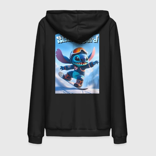 Мужская толстовка на молнии хлопок Stitch on a snowboard 