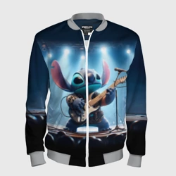 Мужской бомбер 3D Стич крутой рок гитарист - неоновое свечение