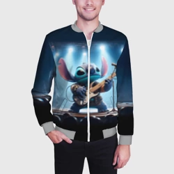 Мужской бомбер 3D Стич крутой рок гитарист - неоновое свечение - фото 2