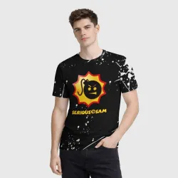 Мужская футболка 3D Serious Sam белые краски всплеск - фото 2
