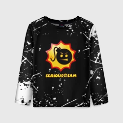 Детский лонгслив 3D Serious Sam белые краски всплеск