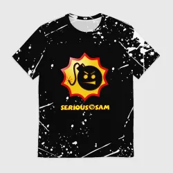 Мужская футболка 3D Serious Sam белые краски всплеск