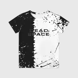 Детская футболка 3D Dead space чёрно белые краски всплеск