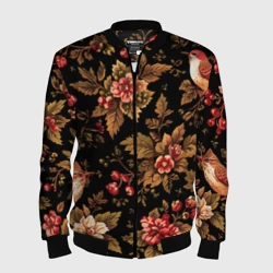 Мужской бомбер 3D Славянская хохлома на черном