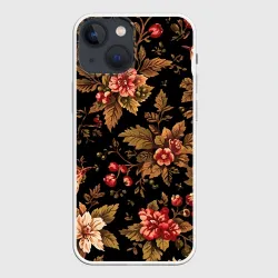 Чехол для iPhone 13 mini Славянская хохлома на черном