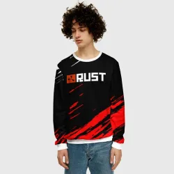 Мужской свитшот 3D RUST штрихи красок текстура - фото 2