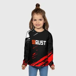 Детский лонгслив 3D RUST штрихи красок текстура - фото 2