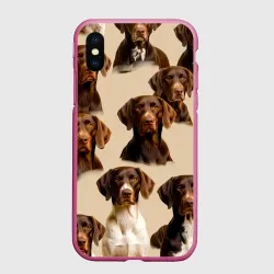 Чехол для iPhone XS Max матовый Курцхаары в узоре