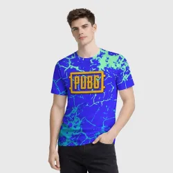 Мужская футболка 3D PUBG трещины неон градиент - фото 2