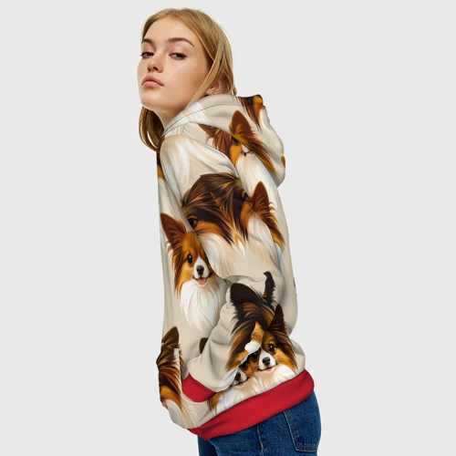 Женская толстовка 3D с принтом Папильоны, вид сбоку #3