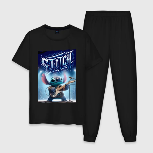 Мужская пижама хлопок Лидер рок группы Stitch - соло на гитаре