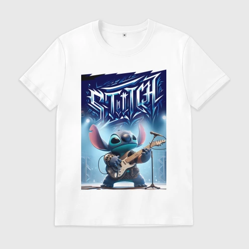 Мужская футболка хлопок Лидер рок группы Stitch - соло на гитаре