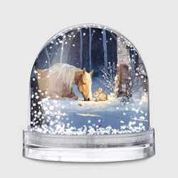 Игрушка Снежный шар Лошадь и заяц