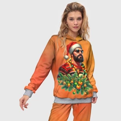 Женский костюм с толстовкой 3D Новогодний мачо с мандаринами - фото 2