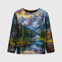 Детский лонгслив 3D Горное уединение