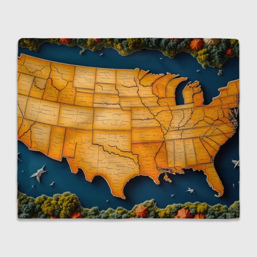 Плед 3D Художественная карта США