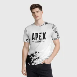 Мужская футболка 3D Apex legends чёрные краски - фото 2
