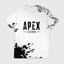 Мужская футболка 3D Apex legends чёрные краски