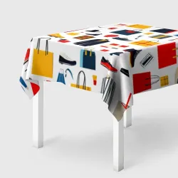 Скатерть 3D Модный калейдоскоп: сумки, обувь, стиль