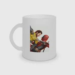 Кружка матовая стеклянная Wolverine and Deadpool