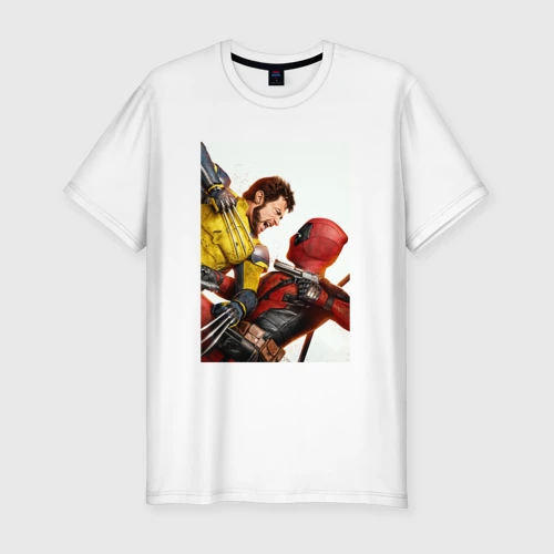 Мужская футболка хлопок Slim Wolverine and Deadpool