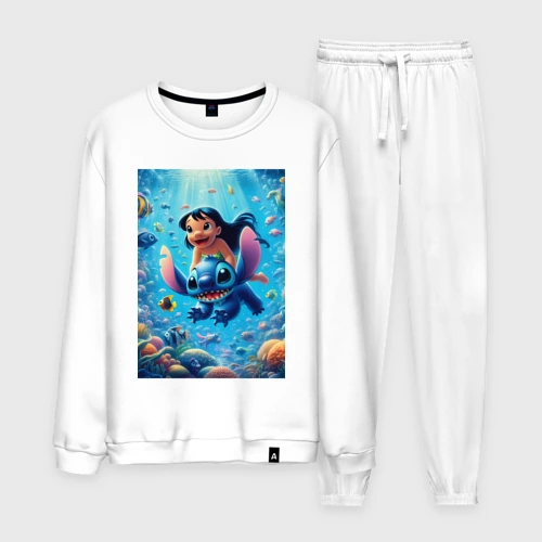 Мужской костюм хлопок Lilo and Stitch - diving among corals reef