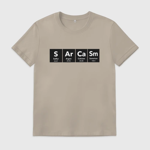 Мужская футболка хлопок с принтом Sarcasm Химические элементы, вид спереди #2