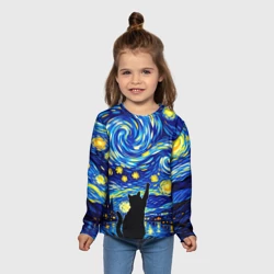 Детский лонгслив 3D Звездная Ночь и Кот - фото 2