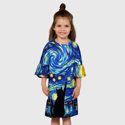 Детское платье 3D Звездная Ночь и Кот - фото 2