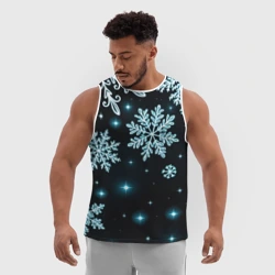 Мужская спортивная майка 3D Снежинки узор космос - фото 2