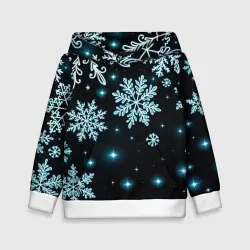 Детская толстовка 3D Снежинки узор космос