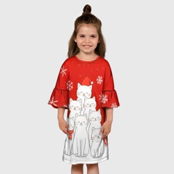 Детское платье 3D Ёлка из белых котов - фото 2