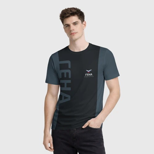 Мужская футболка 3D с принтом Гена лого спорт стиль, фото на моделе #1