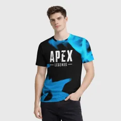 Мужская футболка 3D Apex Legends голубой огонь - фото 2