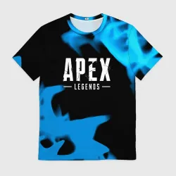 Мужская футболка 3D Apex Legends голубой огонь