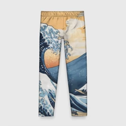 Детские леггинсы 3D Японская волна и аист