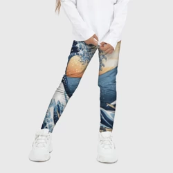 Детские леггинсы 3D Японская волна и аист - фото 2