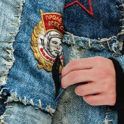 Мужская зимняя куртка 3D СССР вышивки на пэчворк  - фото 6
