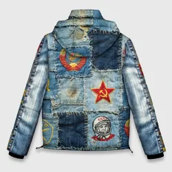 Мужская зимняя куртка 3D СССР вышивки на пэчворк  - фото 2