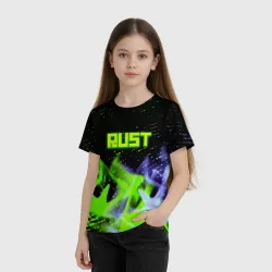 Детская футболка 3D Rust neon flame - фото 2