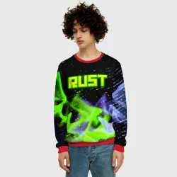 Мужской свитшот 3D Rust neon flame - фото 2