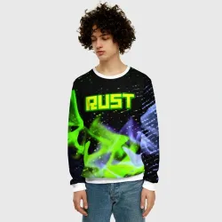 Мужской свитшот 3D Rust neon flame - фото 2