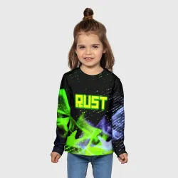 Детский лонгслив 3D Rust neon flame - фото 2