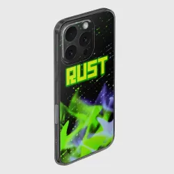Чехол для iPhone 16 Pro Max силиконовый с защитой камеры Rust neon flame - фото 2