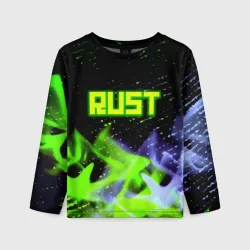 Детский лонгслив 3D Rust neon flame