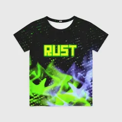 Детская футболка 3D Rust neon flame