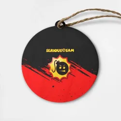 Деревянная игрушка круг Serious Sam красные краски штрихи