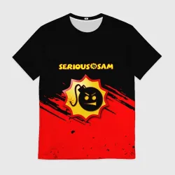 Мужская футболка 3D Serious Sam красные краски штрихи