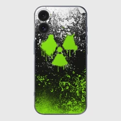 Чехол для iPhone 16 силиконовый с защитой камеры Зелёная радиация